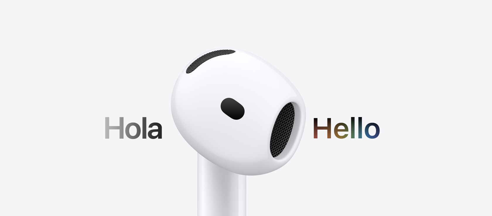 AirPods 5 earbud, Live Translation changes characters reading from another language to English in 'Hello'