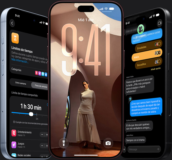 Siri AI - iPhone 18 Pro on the left, angled, Glacier color showing Siri image generation; iPhone 18 Pro Burgundy in the center, displaying a lock screen; iPhone 18 Pro on the right, black, angled, showing an Ask Siri query about complementary tablecloth covers