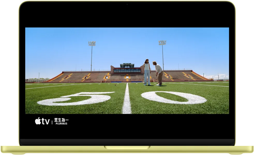 MacBook Neo, citrus color, scene from Pluribus show onscreen