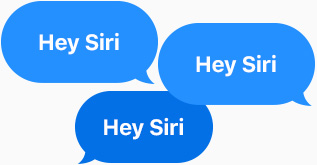 すべてに「Hey Siri」と書かれた3つの青い吹き出し