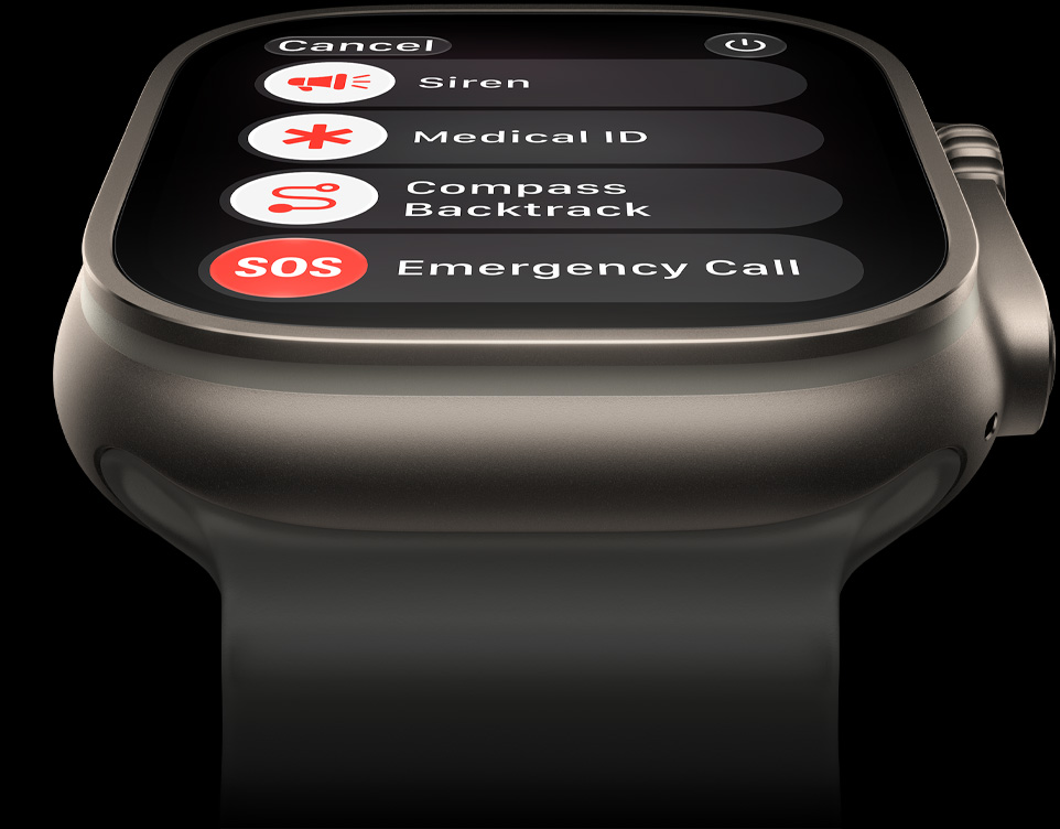 Apple Watch Ultra 4, titanium case, natural color, satellite connection, Ocean Band, translucent gray color