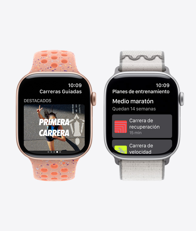 Dispositivos Apple Watch Series 11, app Nike Run Club, funcionalidades Carreras Guiadas y Planes de Entrenamiento