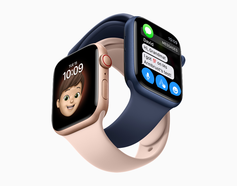 Messages and Memoji on Apple Watch Series 6. 