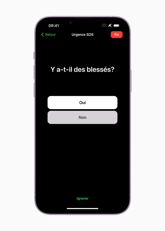 L’écran d’iPhone demande si une personne est blessée.