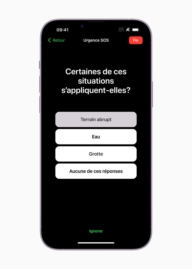L’écran d’iPhone demande si l’une des réponses proposées s’applique.