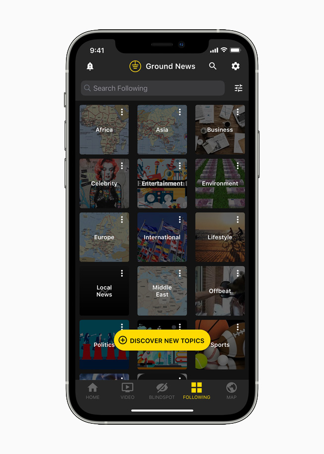 Ground News displayed on iPhone 12 Pro.
