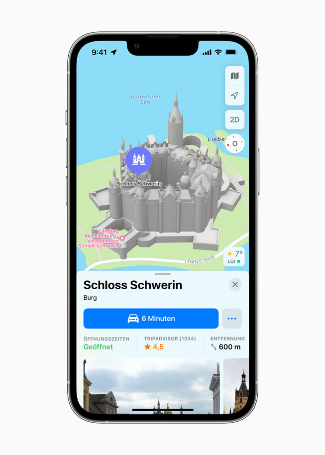 Karten auf dem iPhone zeigt Schloss Schwerin.