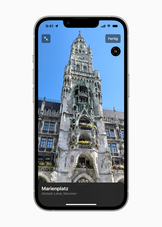 Karten auf dem iPhone zeigt den Marienplatz in München.
