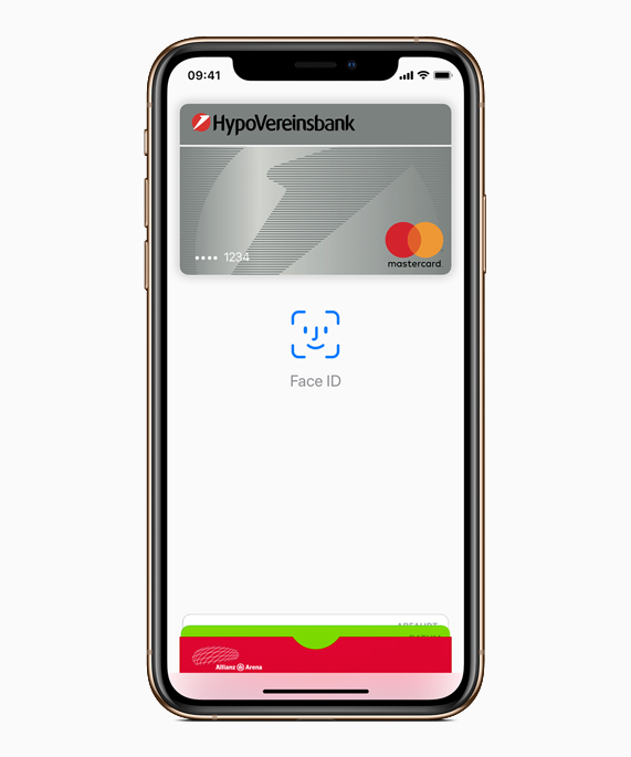 Apple Pay und Face ID auf einem iPhone.