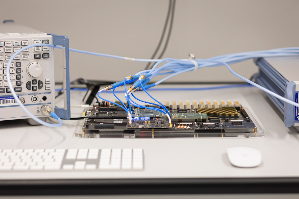 R&D and testing an internal Apple component in an office.