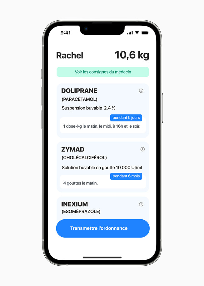 La fonctionnalité de fiche patient de Biloba sur un iPhone 13 Pro.