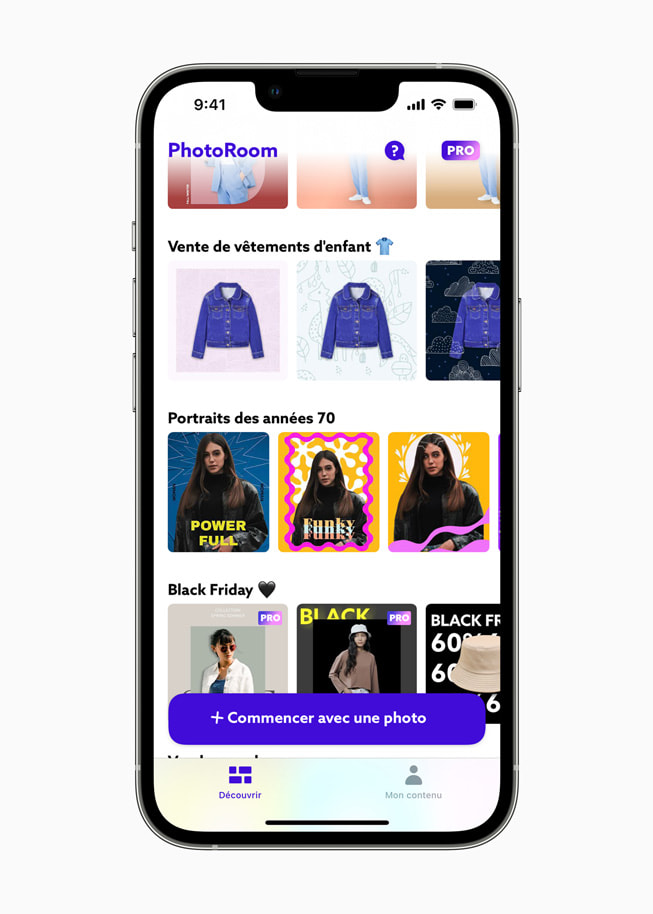 La sélection Black Friday de PhotoRoom sur un iPhone 13 Pro.