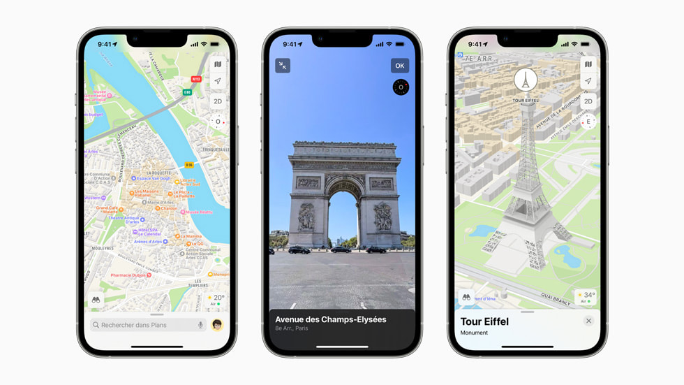 Mise à jour des fonctionnalités d’Apple Plans en France sur l’iPhone 13 Pro.