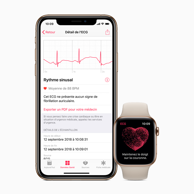 L'app Santé sur l’iPhone et l’Apple Watch.