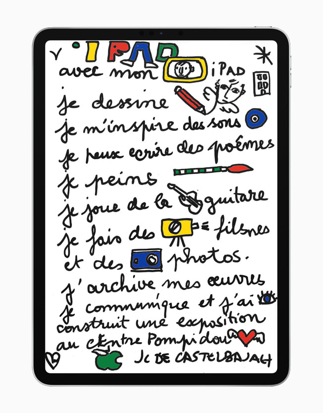 Une illustration sur un écran d’iPad montre le processus créatif de Jean-Charles de Castelbajac.