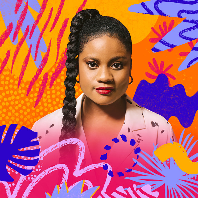 Une illustration montre l’autrice et créatrice de podcasts Jennifer Padjemi.