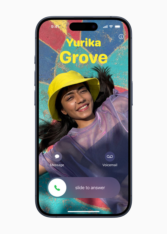 The new Contact Posters experience in iOS 17 on iPhone 15 Pro.