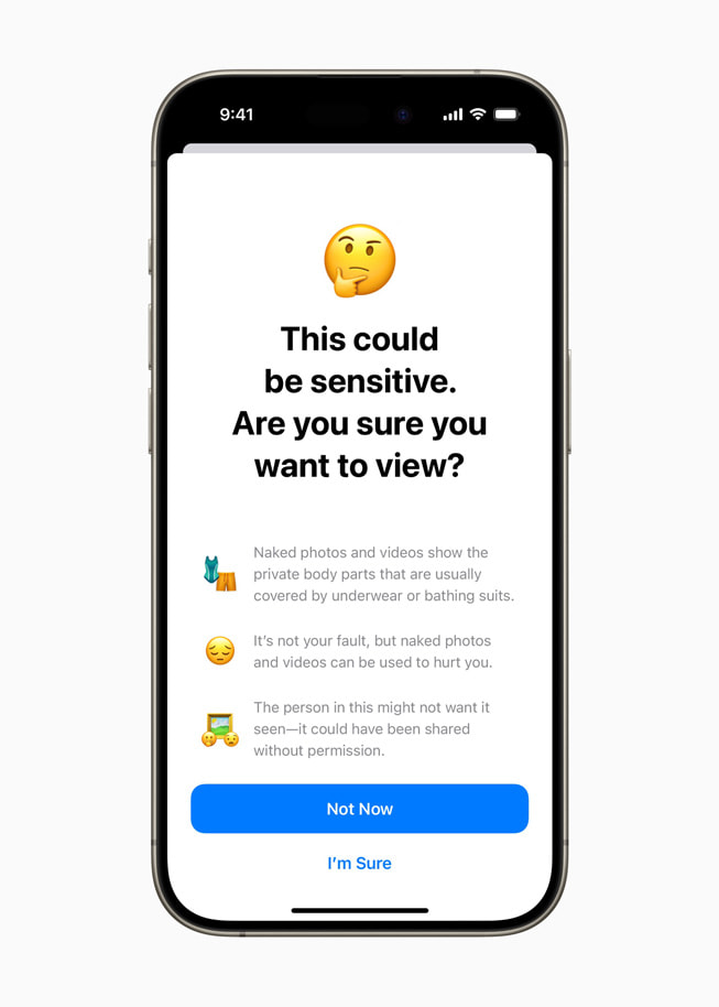 Communication Safety on Messages is shown on iPhone 15 Pro.