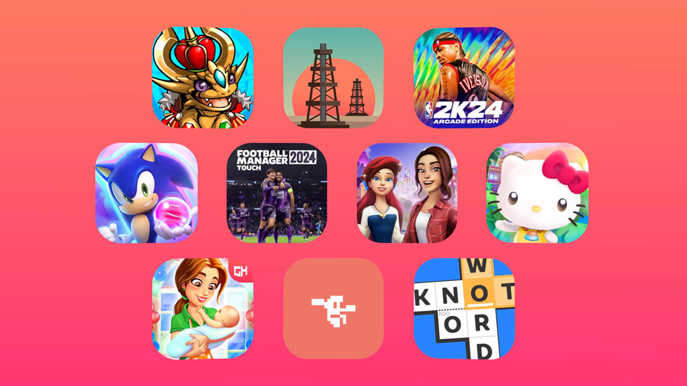 An illustration showing an array of games available on Apple Arcade this holiday season.