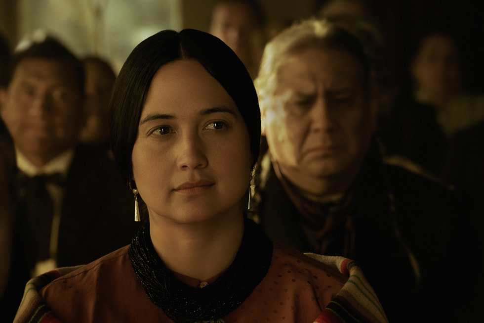 A close-up of actor Lily Gladstone from “Killers of the Flower Moon.”