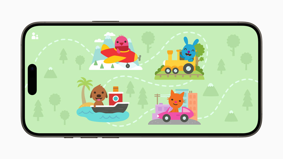 A still from Sago Mini Trips+ shown on iPhone 15 Pro.