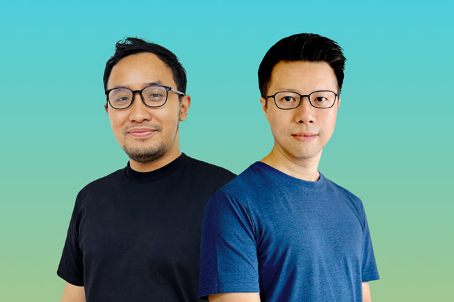 Portraits of Bank Mandiri’s Rais Mohammed Najib and Denis Wibisono.