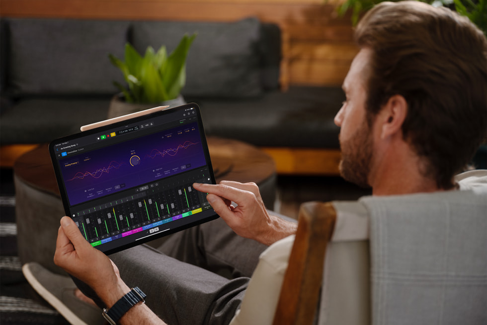 A Logic Pro user is shown working on 13-inch iPad Pro.