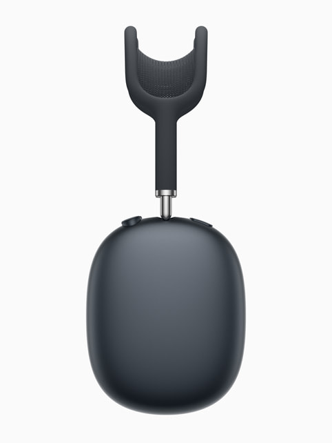 A profile view of AirPods Max in midnight.