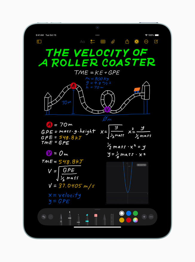 The new Math Notes feature is shown on iPad mini.