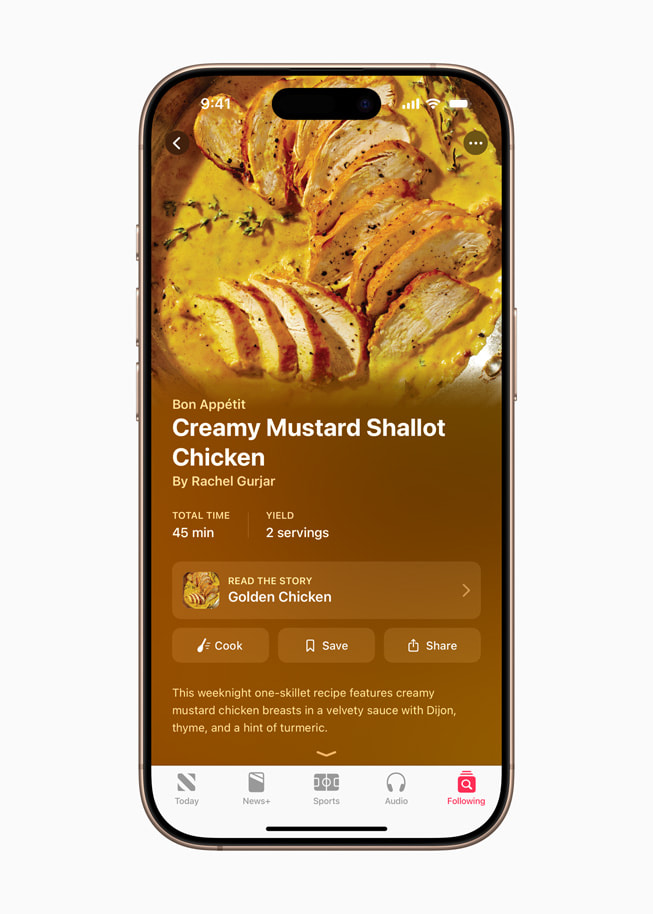 A recipe from Bon Appétit in the new Apple News+ Food section.