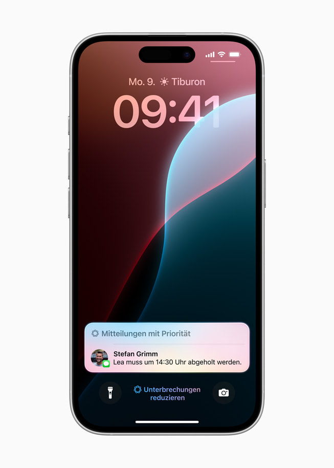 Unterbrechungen reduzieren auf einem iPhone 16.
