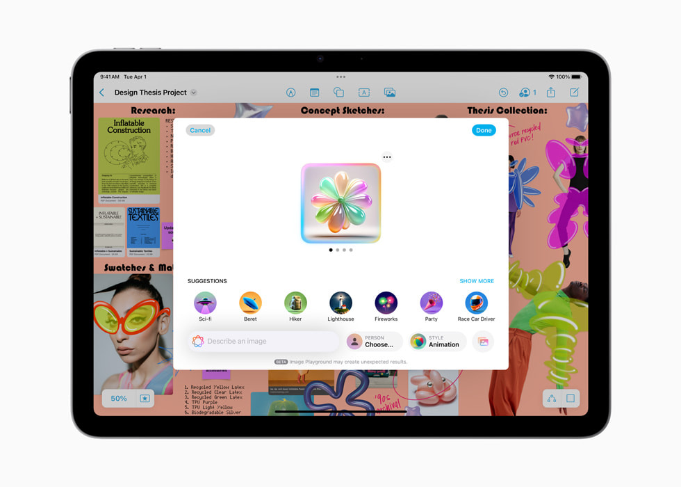 Image Playground is shown on the new iPad Air with M3.