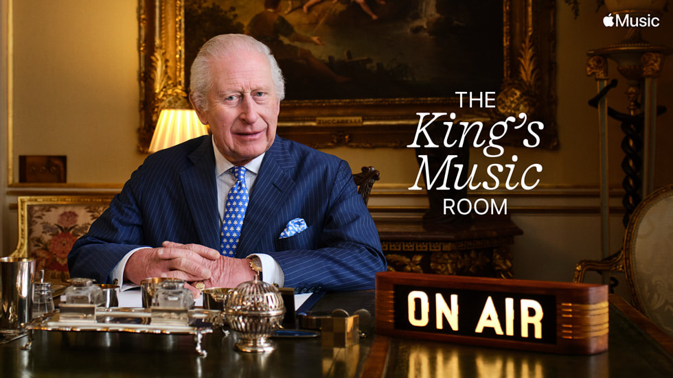 Artwork for “The King’s Music Room,” featuring an image of King Charles III.