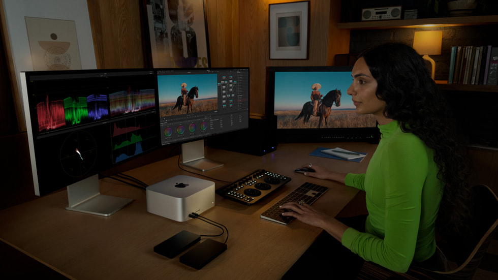 The 27-inch 5K Retina Studio Display with Mac Studio. 