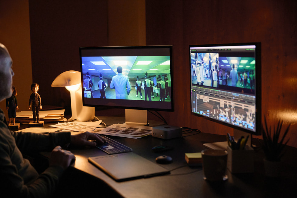 Geoffrey Richman edits the marching band scene in the season two finale of “Severance” on his iMac.