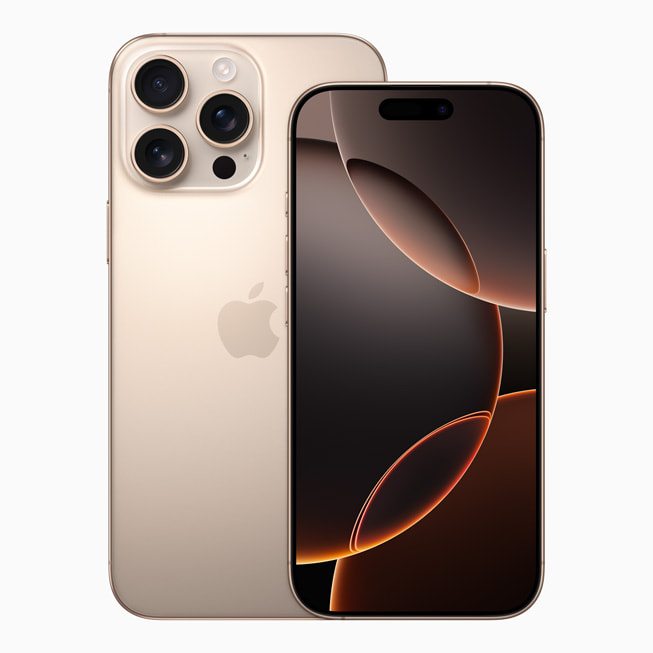 iPhone 16 Pro dan iPhone 16 Pro Max titanium gurun. 