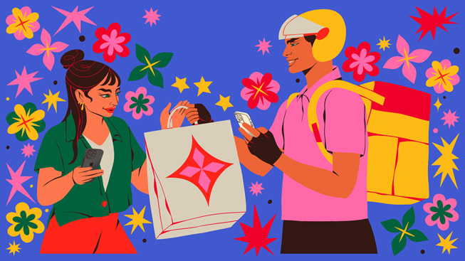 An illustration representing a food delivery app in India.