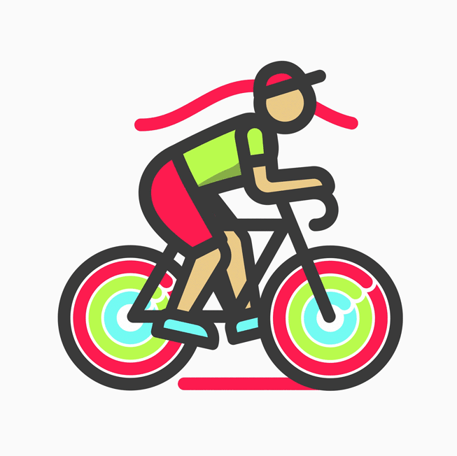 Apple Watch displays an illustrated icon of a person biking.