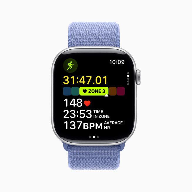 Apple Watch displays the Workout app.