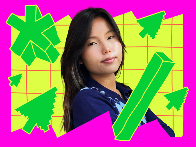 Um retrato colorido de Larissa Ayumi Okabayashi.