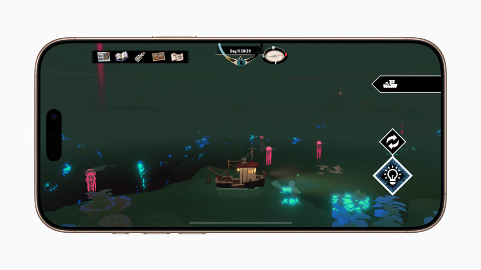 Dredge gameplay displayed on iPhone 16 Pro.