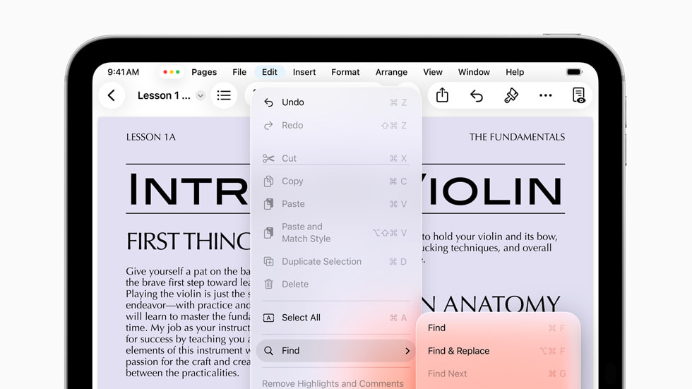 The new iPad menu bar for iPadOS 26 is shown.