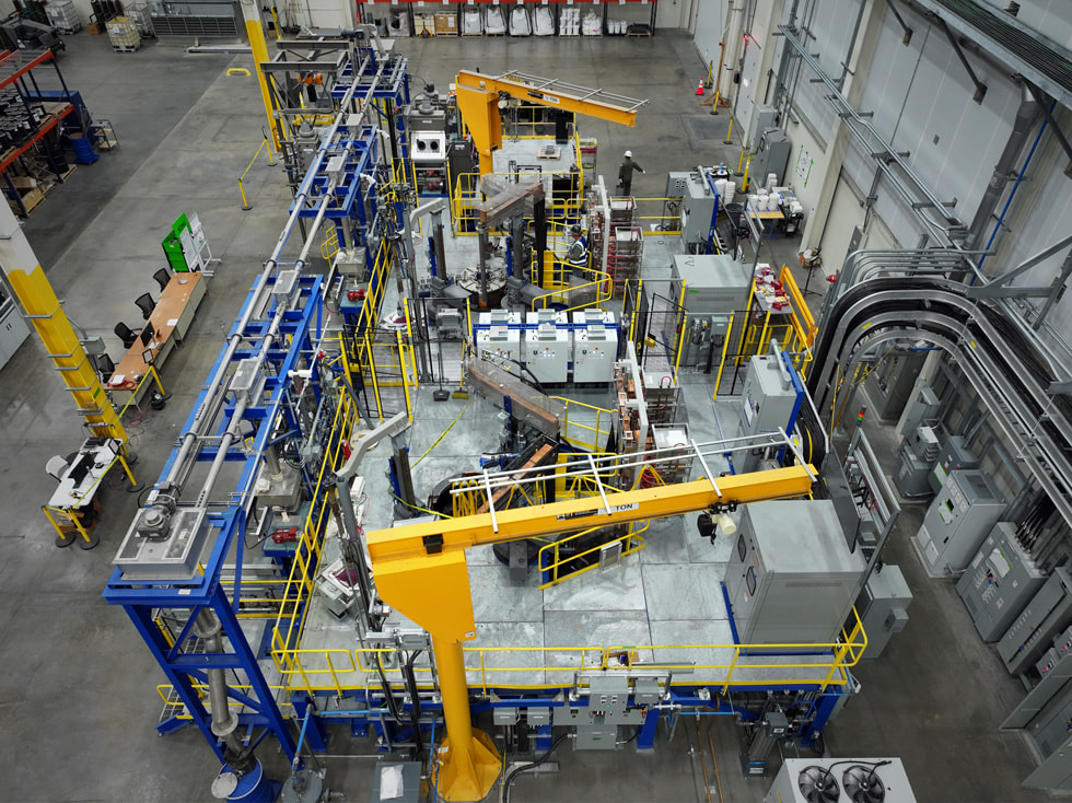 Imagen del equipamiento industrial en la fábrica de MP Materials.