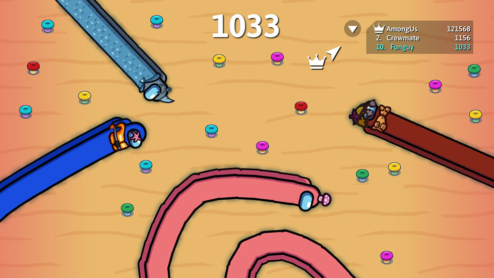 A screen from Snake.io+.