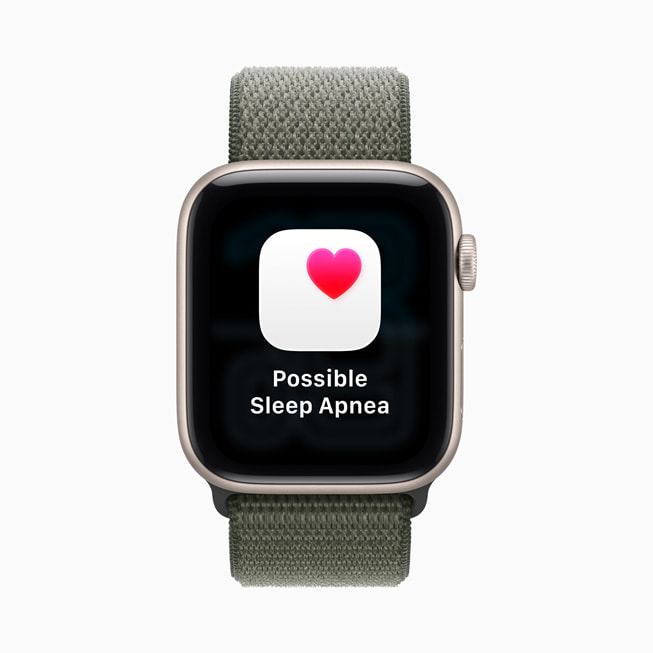 An image of an Apple Watch SE 3 displaying a sleep apnea notification.