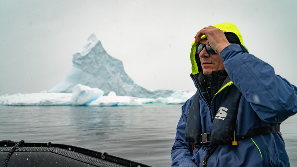 An image still from “Journey to Antarctica to Find Emperor Penguins,” featuring journalist Bill Weir of CNN.