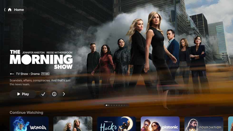 Apple TV shows artworks from the Apple TV+ series “The Morning Show.”