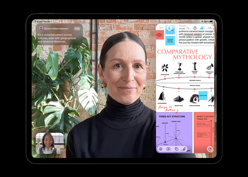 El nuevo iPad Pro con chip M5 muestra una llamada de FaceTime.