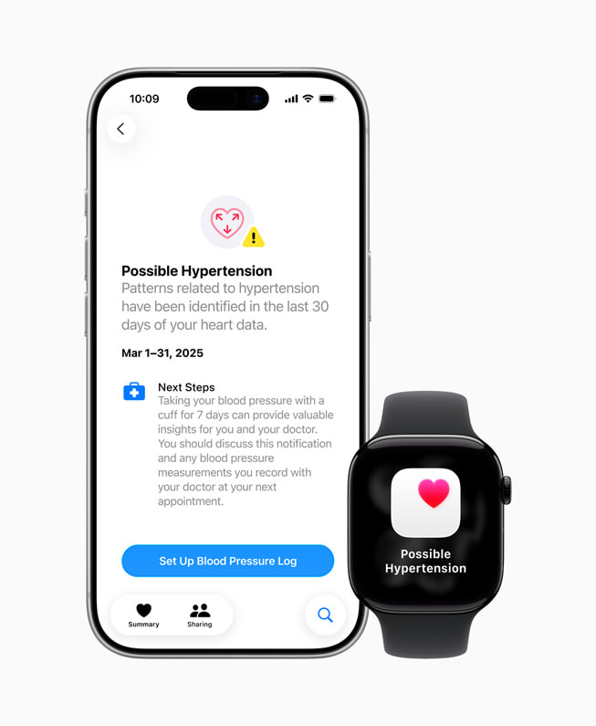 A user’s iPhone 17 Pro and Apple Watch Series 11 show “Possible Hypertension” and offer more details.