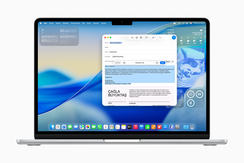 MacBook Pro ve iPhone’da Yazma Araçları ekranları.